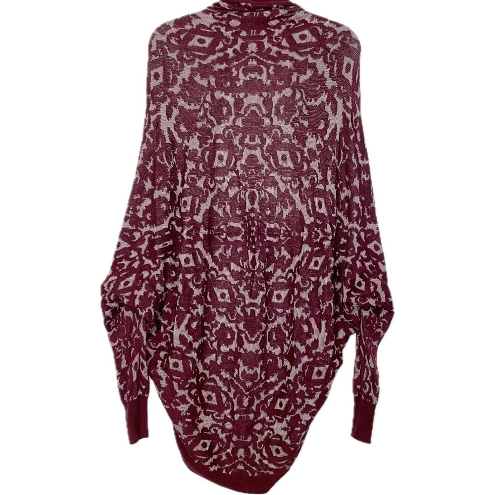 Abercrombie & Fitch | Maroon Damask Slouchy Sweater Cardigan Women’s Size Large - Picture 4 of 4